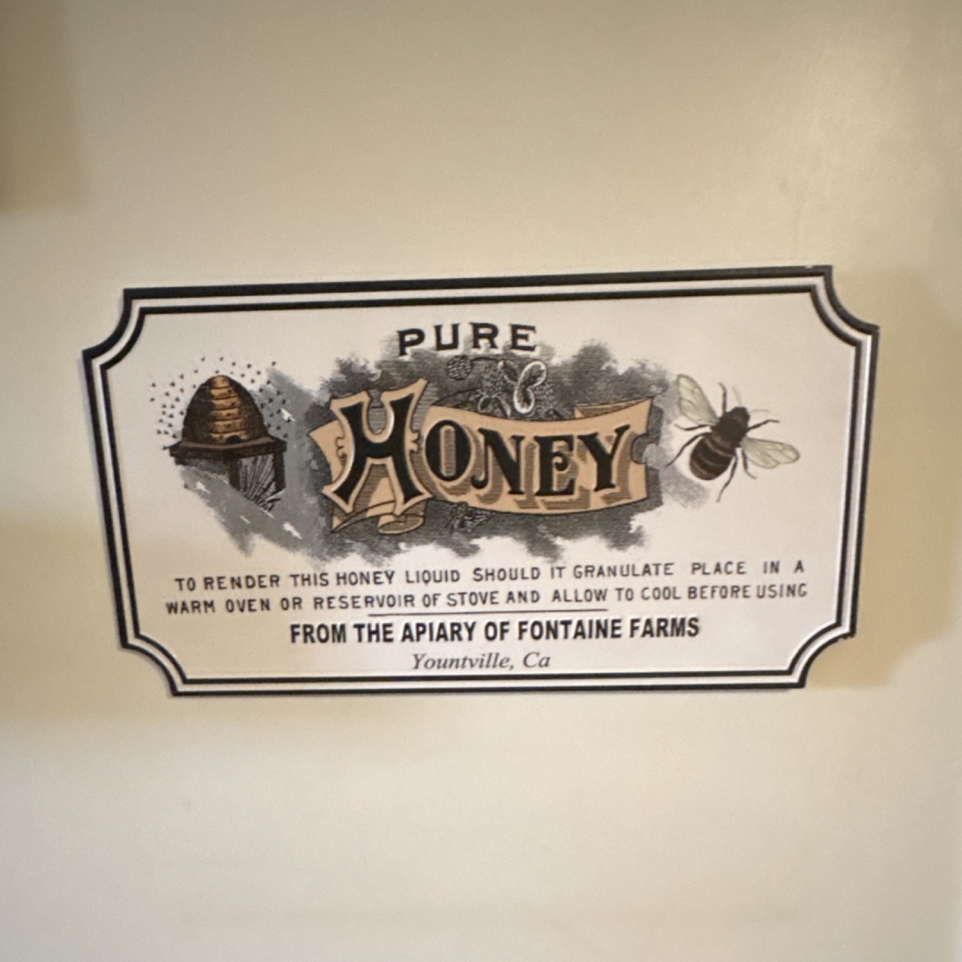 Fontaine Farms Vintage Honey Kitchen Wall Sign Bee Farm Life Decorative