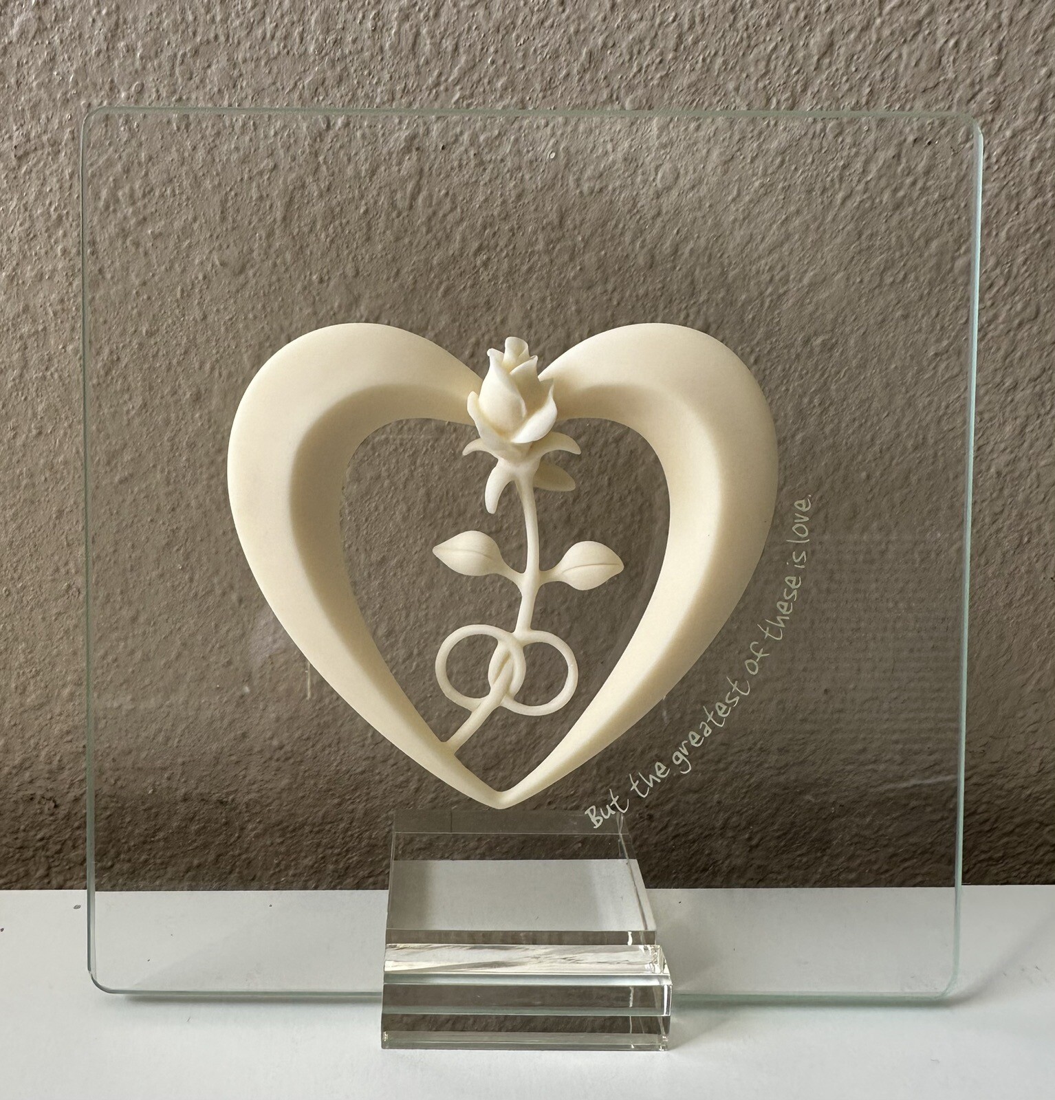 Lasting Expressions Heart Rose Plaque Wedding Anniversary Love Gift