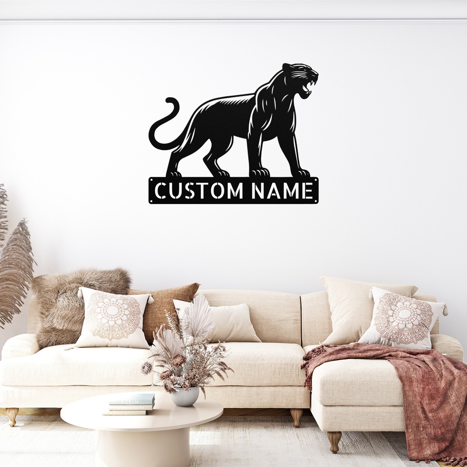 Custom Panther Metal Wall Art Personalized Home Decor Signs Family Name Gifts
