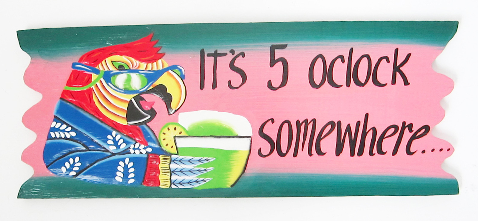 50 cm VINTAGE LOOK DECORATIVE WOODEN WALL SIGN: “It is 5 O’clock somewhere” new