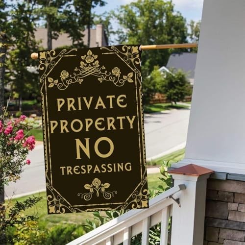 Private Property No Trespassing Sign Flag Garden Lawn Porch Decor for Outside Ya