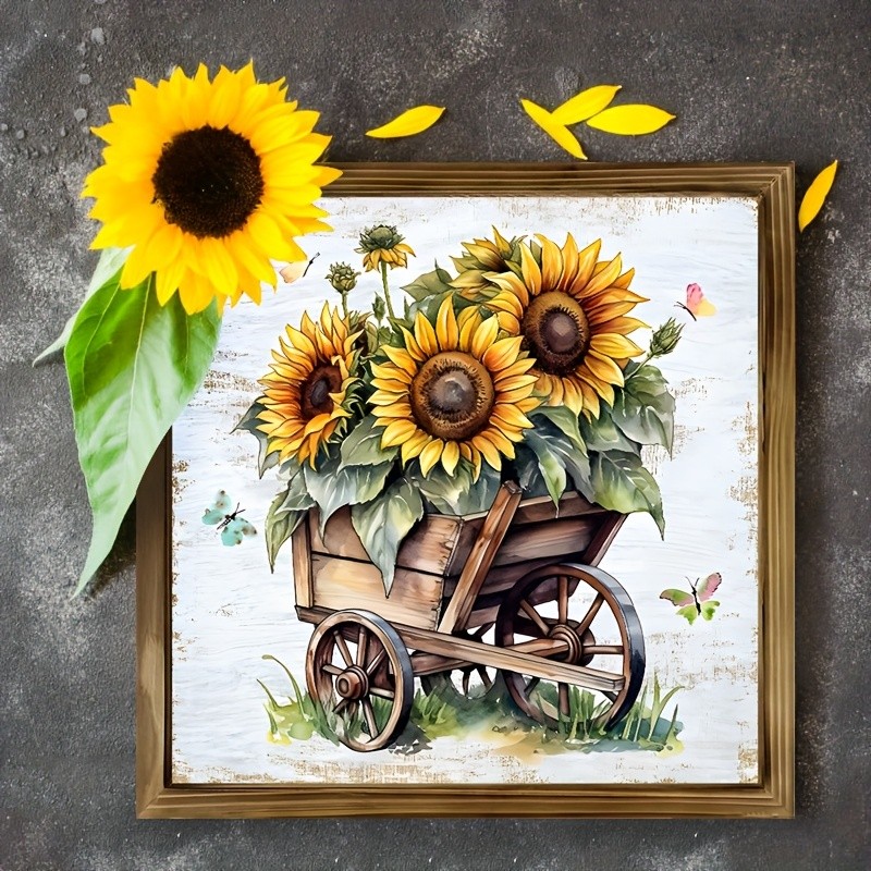 2D Wooden Sign Beautiful Sunflower Wall Art Vintage Bedroom Room Home Decor Gift