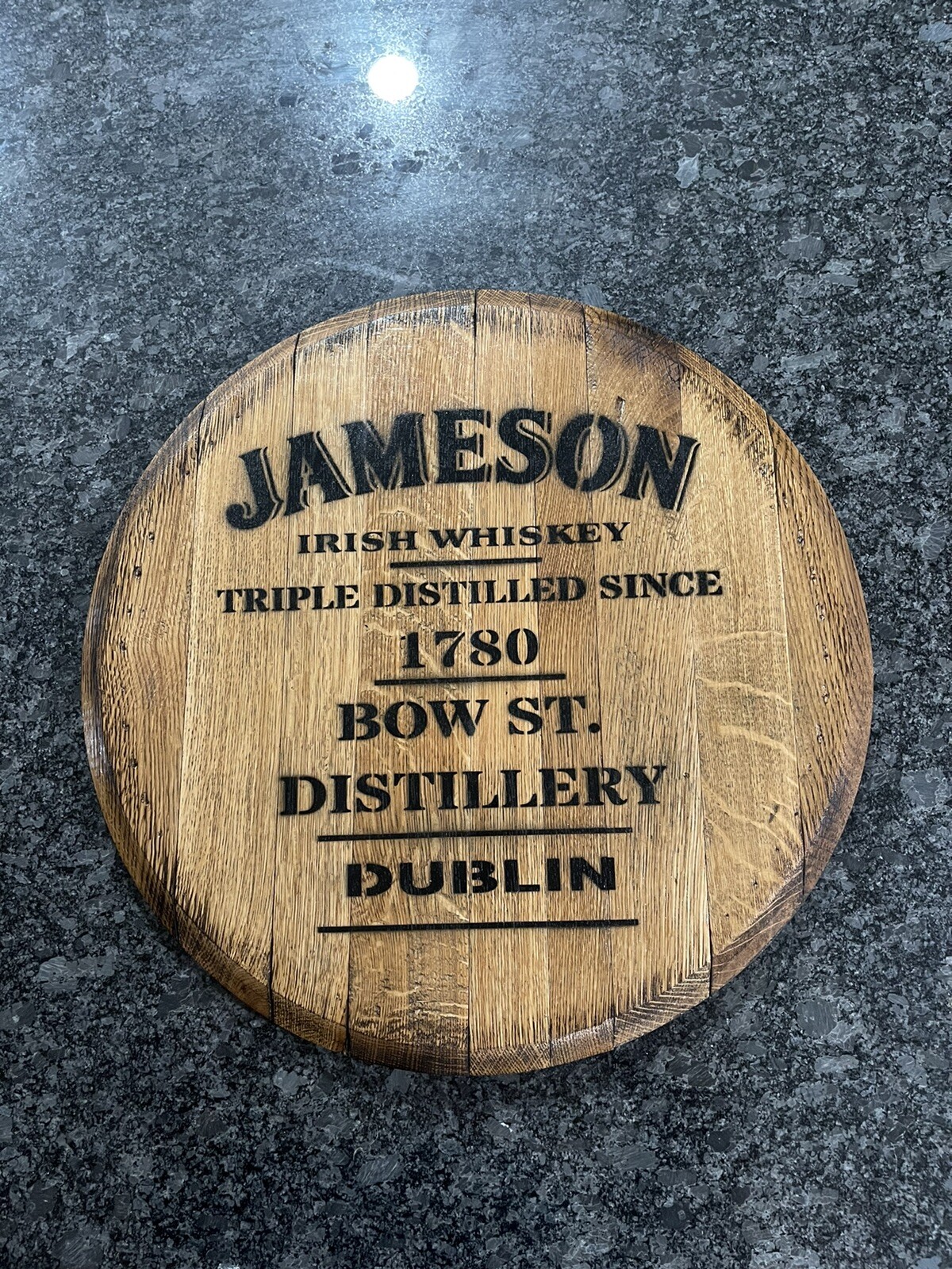 Rustic Bar Decor (Jameson Irish Whiskey) Barrel Head/ Lid wood wall art