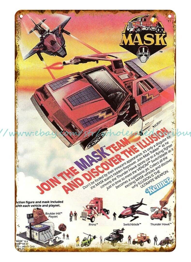 1980s toy vehicles M.A.S.K metal tin sign reproduction wall decals