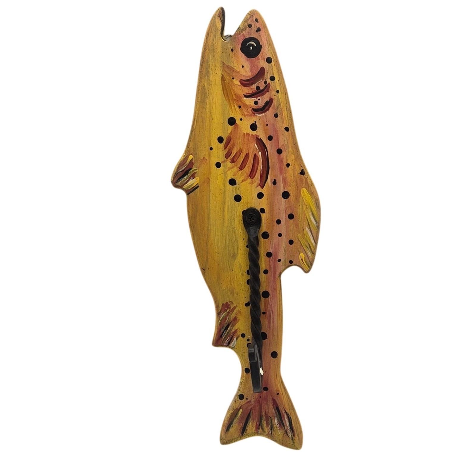 Wood Fish Wall Hook Hanging Cabin Rustic Coastal Decor 12 Inch Cabincore