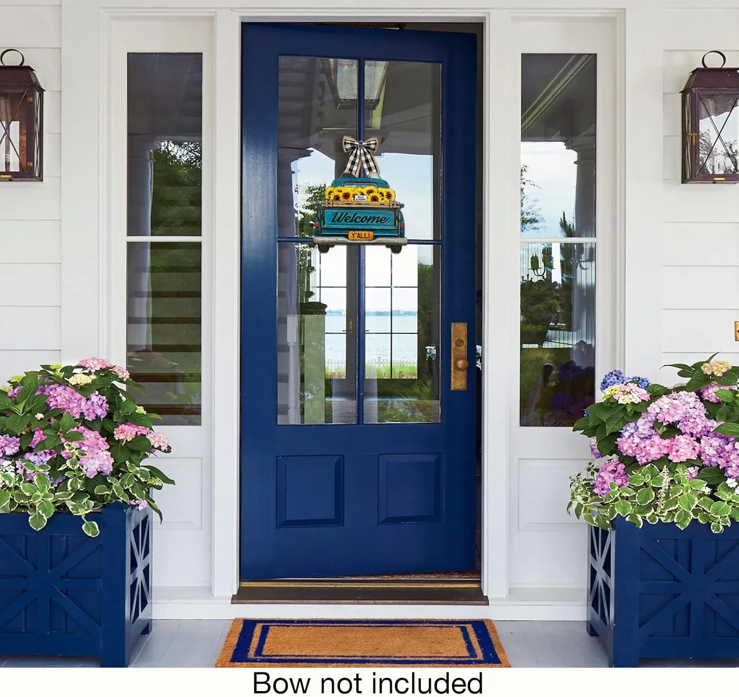 Interchangeable Welcome Sign for Front Door Blue Farmhouse Truck Decor Hanging S