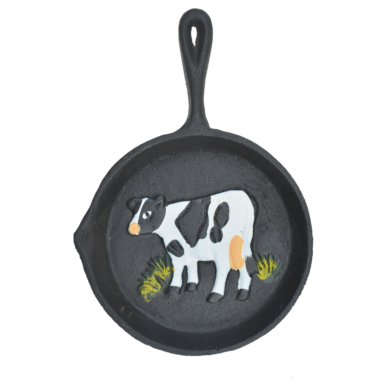 Flag Emotes Cast Iron Skillet Wall Hanging – Holstein Cow Farm Decor 7.75″