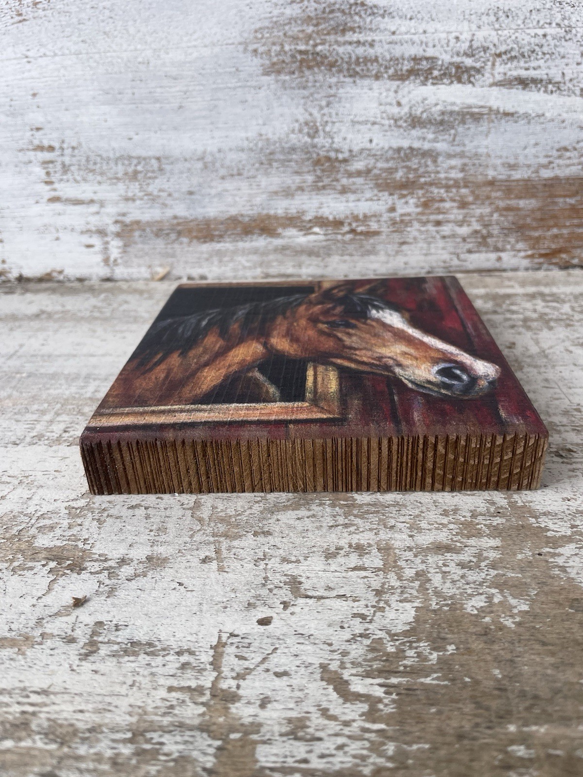 Buckskin Horse Wood Block Sign Farmhouse 6”x6” NEW