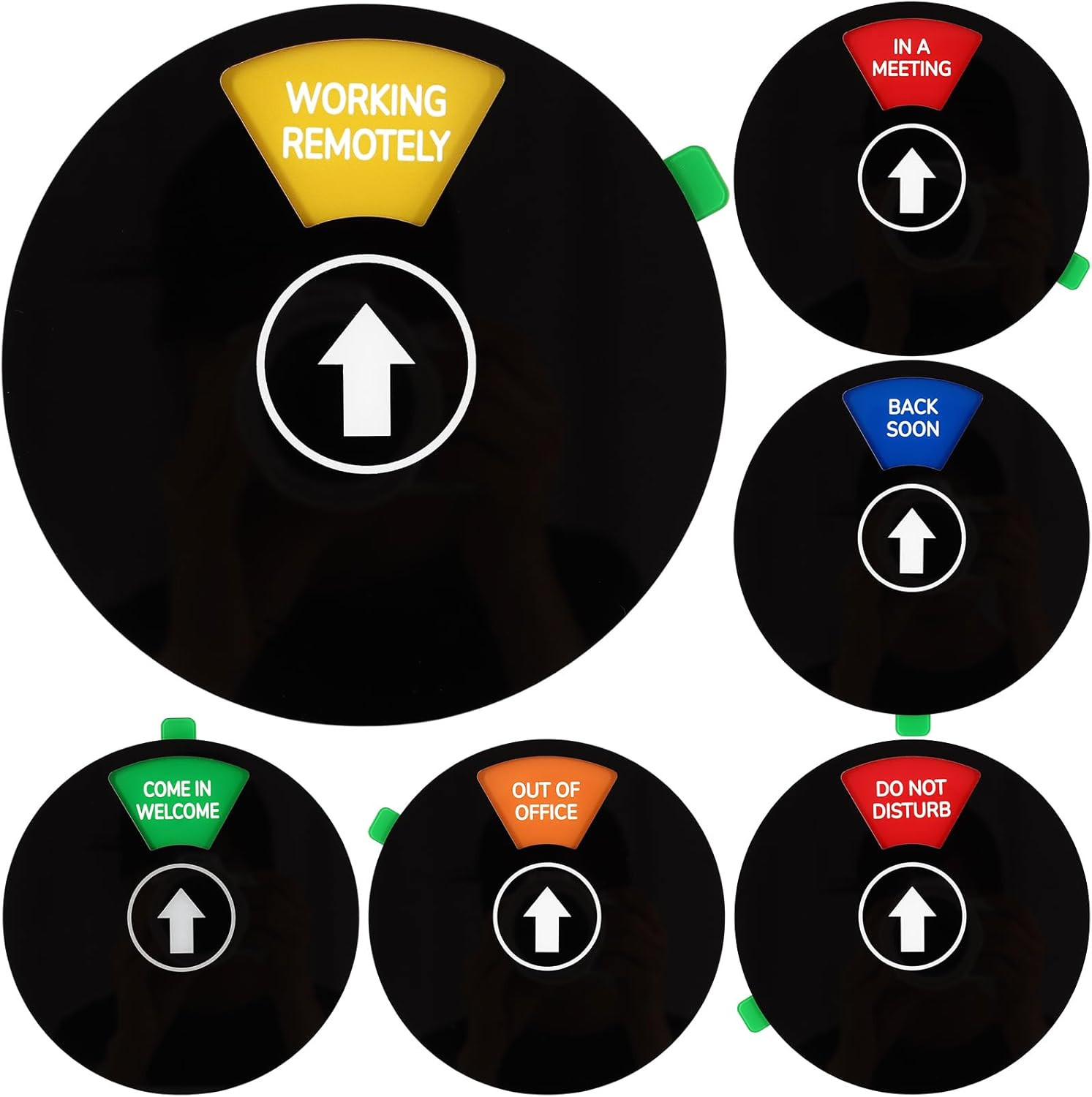 Rotating Office Door Sign – 6 Options for Privacy and Availability (Black)