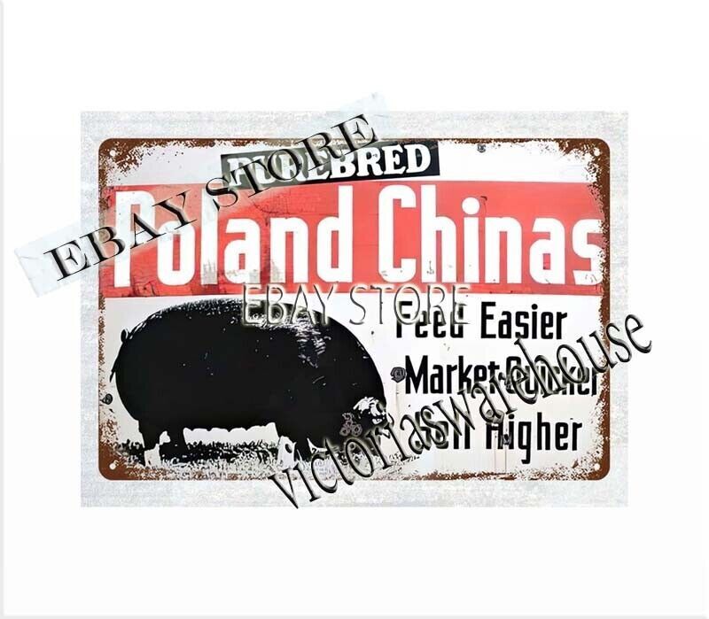 home garden decor Poland China Hogs Pig Farm livestock pork metal tin sign