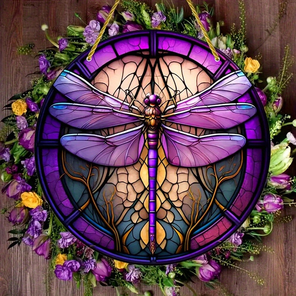 Dragonfly Suncatcher Round Sign Acrylic Sign Hanging Home Decoration