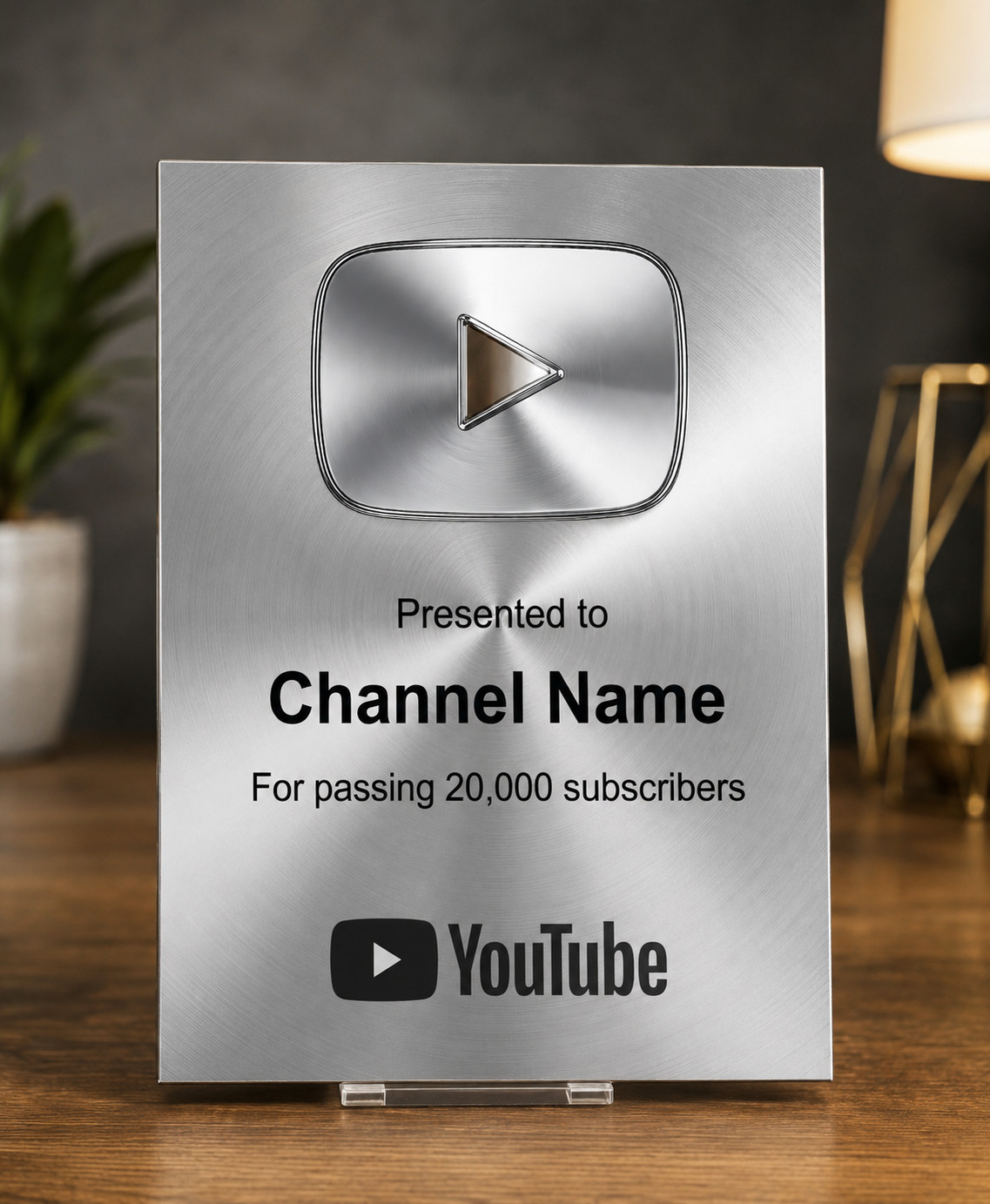 YouTube (Silver) 3D Milestone Award | 8×10 Photo Plaque | Made of Metal