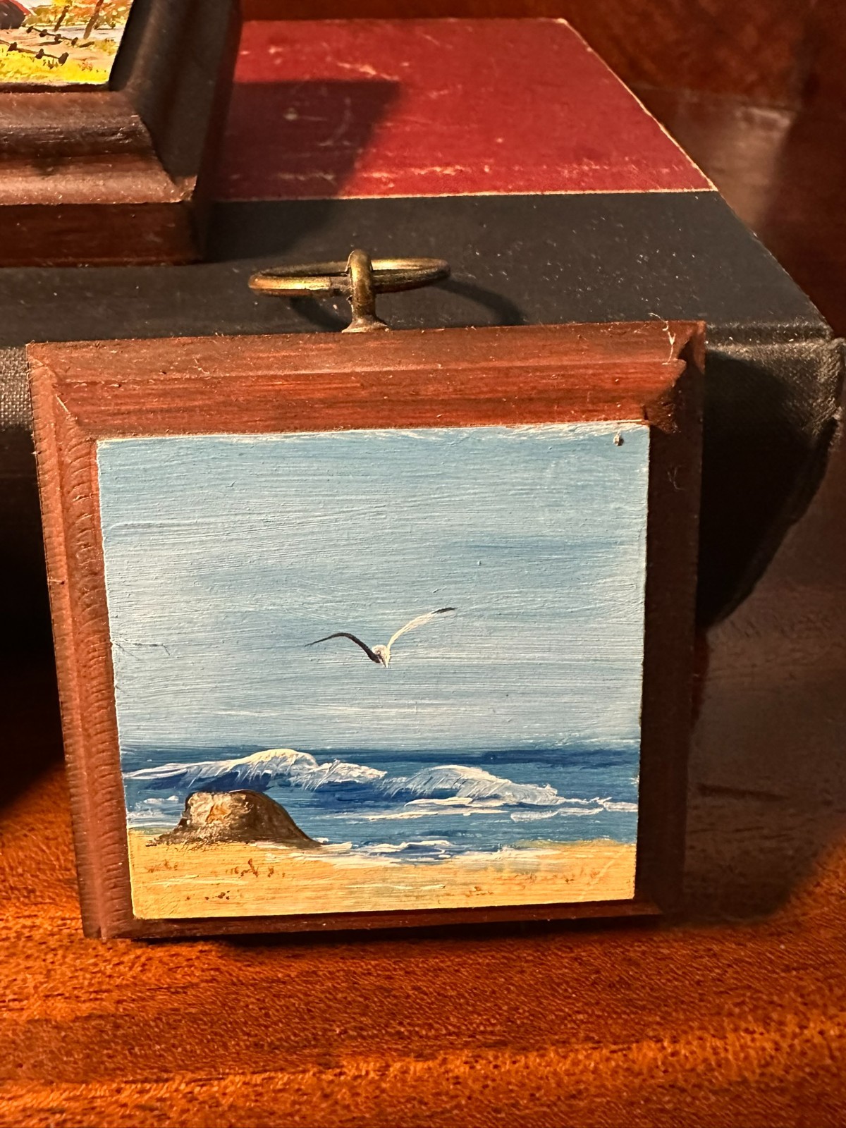 Set 3 Mini Hand Painted Wood Landscape Plaques Folk Art Wall Decor