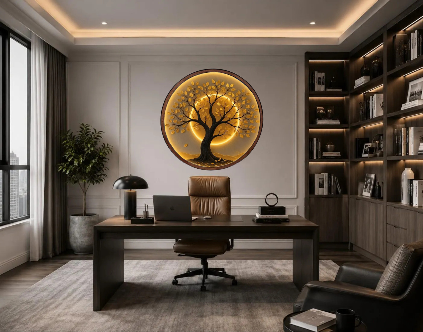 LED Tree Wall Art – Minimalist Wood Decor with Warm Backlight