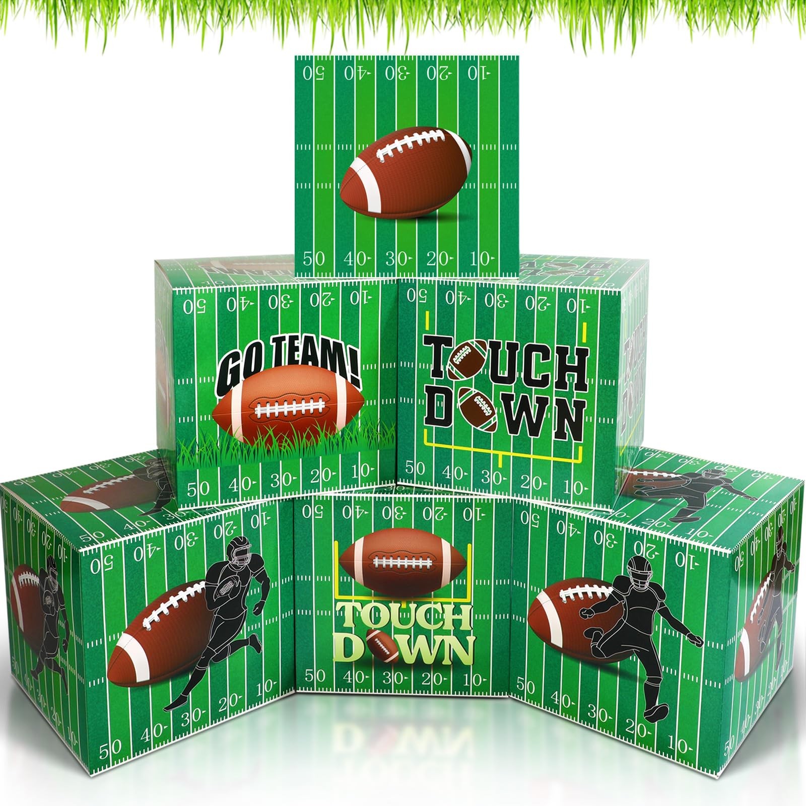 6 Pcs Large Football Party Decorations Boxes,12 Inch Football Cardboard Box B…