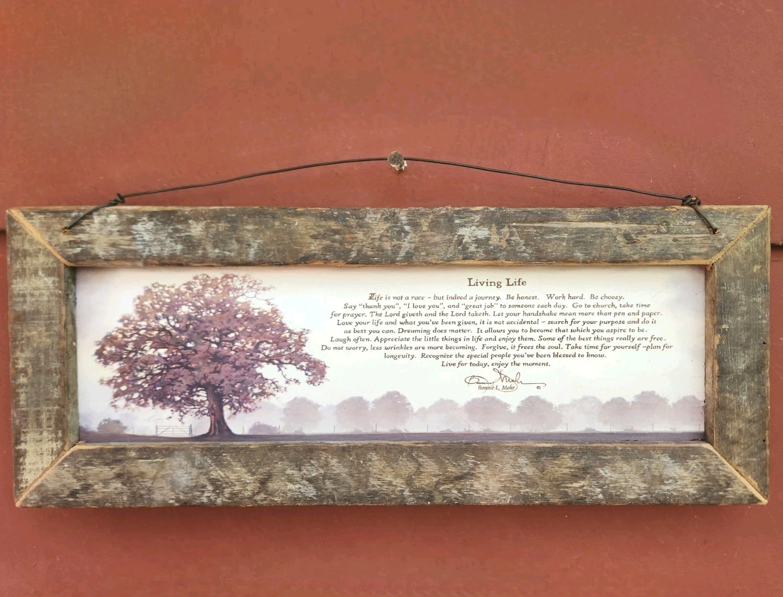 Bonnie Mohr “Living Life” Framed Print Rustic Barnwood Primitive Country Decor