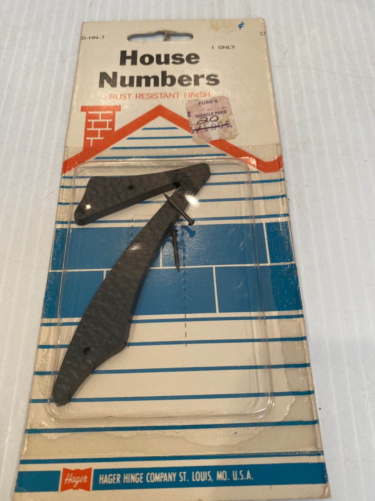 Vintage House Number 7 NOC 4” Mid Century Black By Hager Hinge USA #7