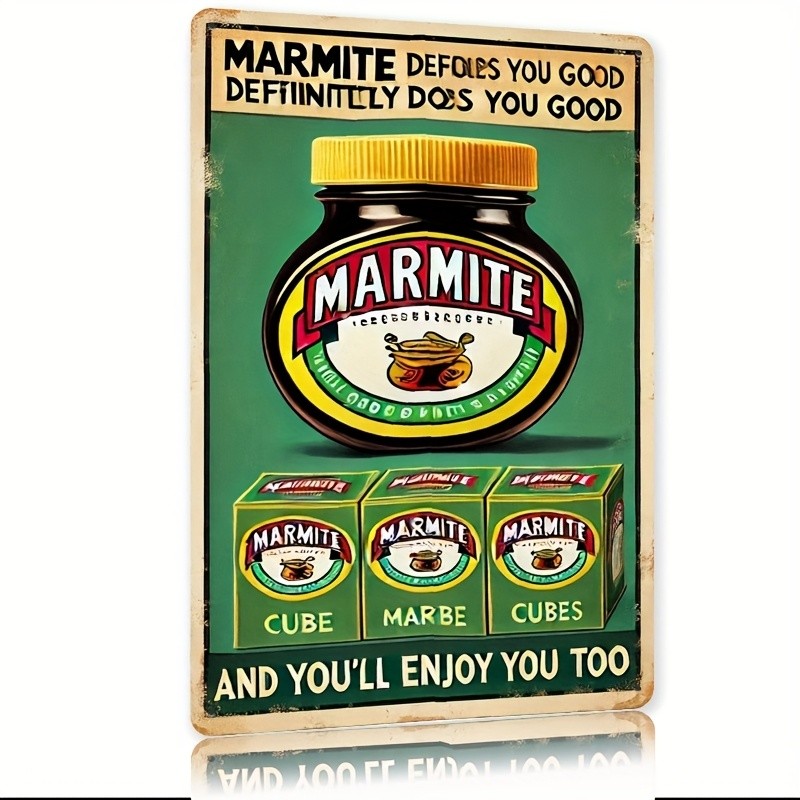 1pc Vintage Marmite Tin Metal Signs (7.8×11.8in) – Humorous Retro Decor for Home