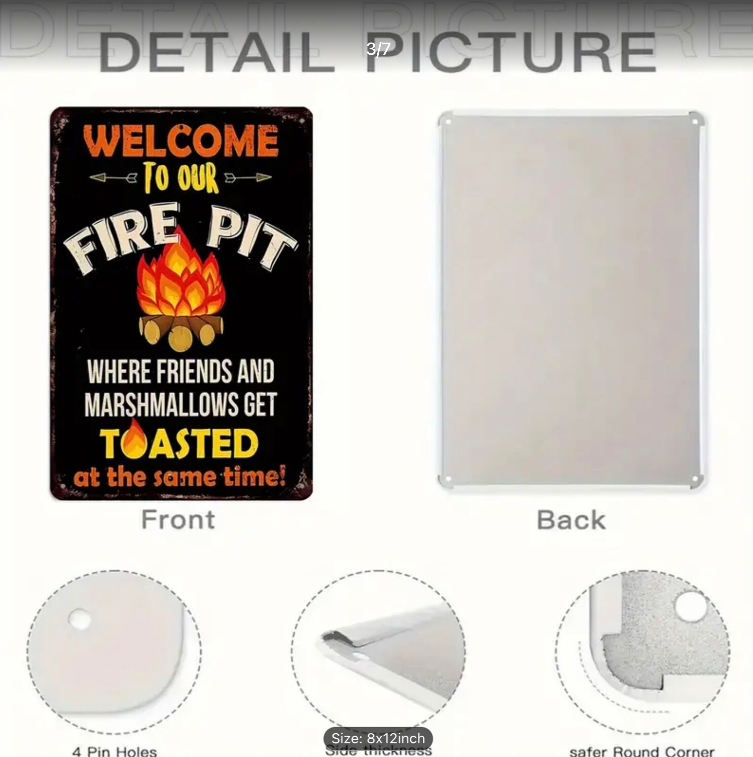 WELCOME TO OUR FIREPIT Funny All Weather 8″ x 12″ Aluminum Metal Sign