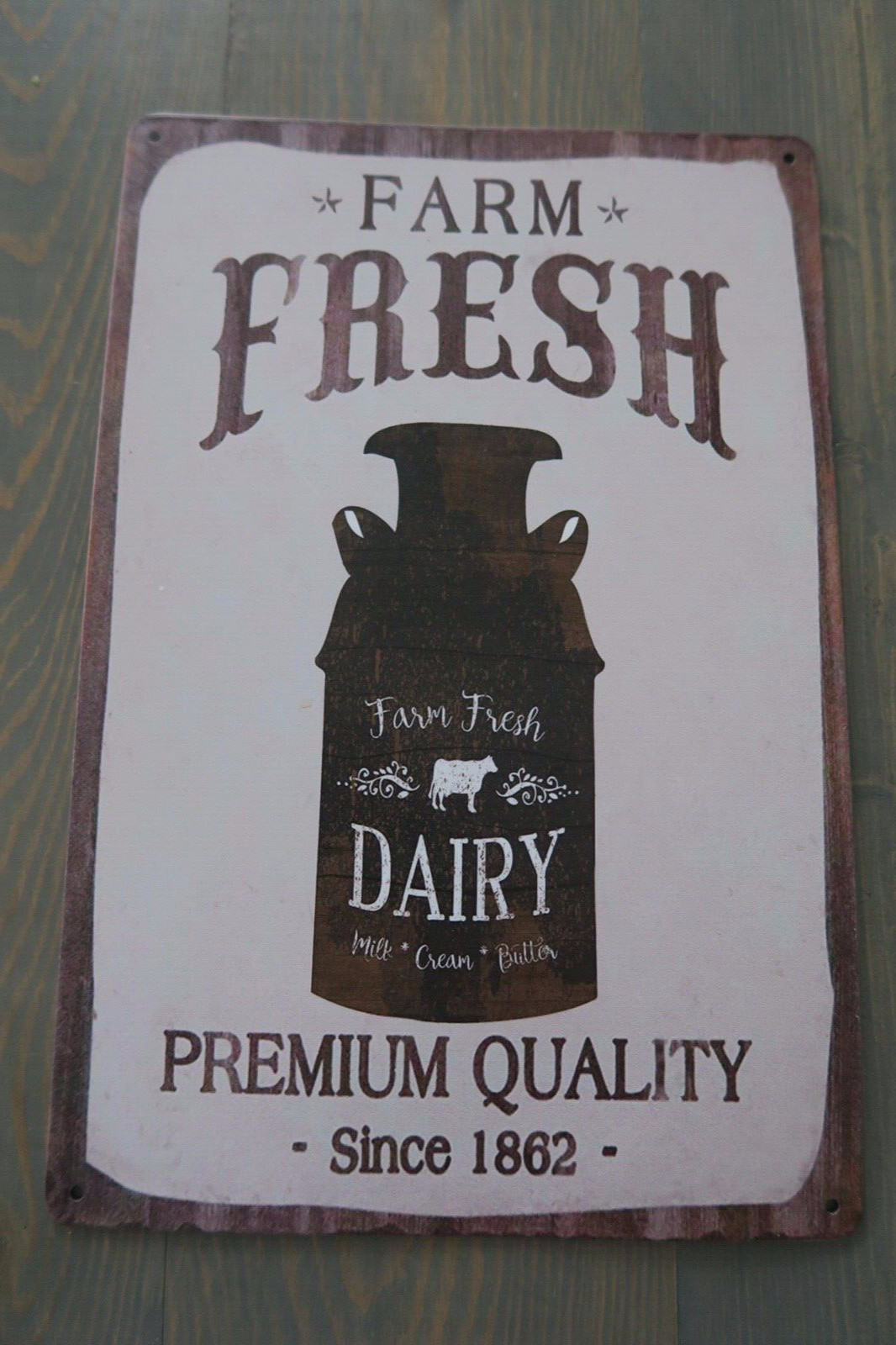 Farm Fresh Dairy Tin Sign Country Home Art Decor approx 12 x 8 Inches