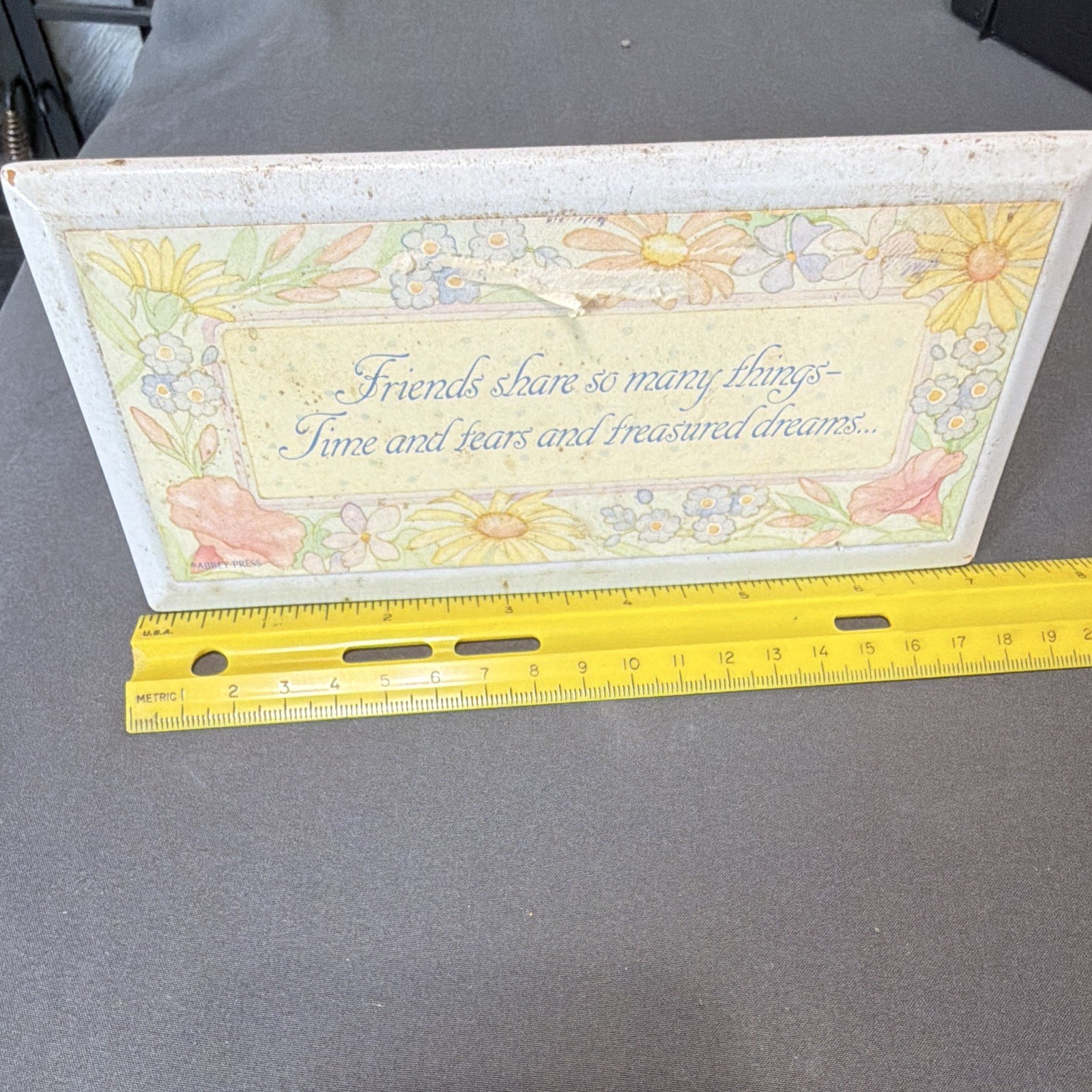 Friends Share So Many Things Quote Floral Wood Plaque, White, 7in Freestanding
