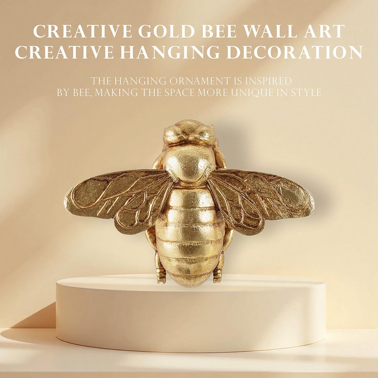 Gold Honey Bee Wall Arts Decor Insect Animal Wall Sculpture Resin Honeybee Ho…