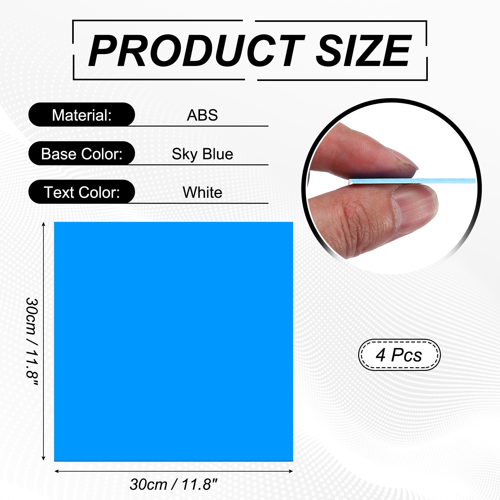 4Pcs 11.8×11.8″ Double Color ABS Laser Engraving Sheet, Sky Blue/White