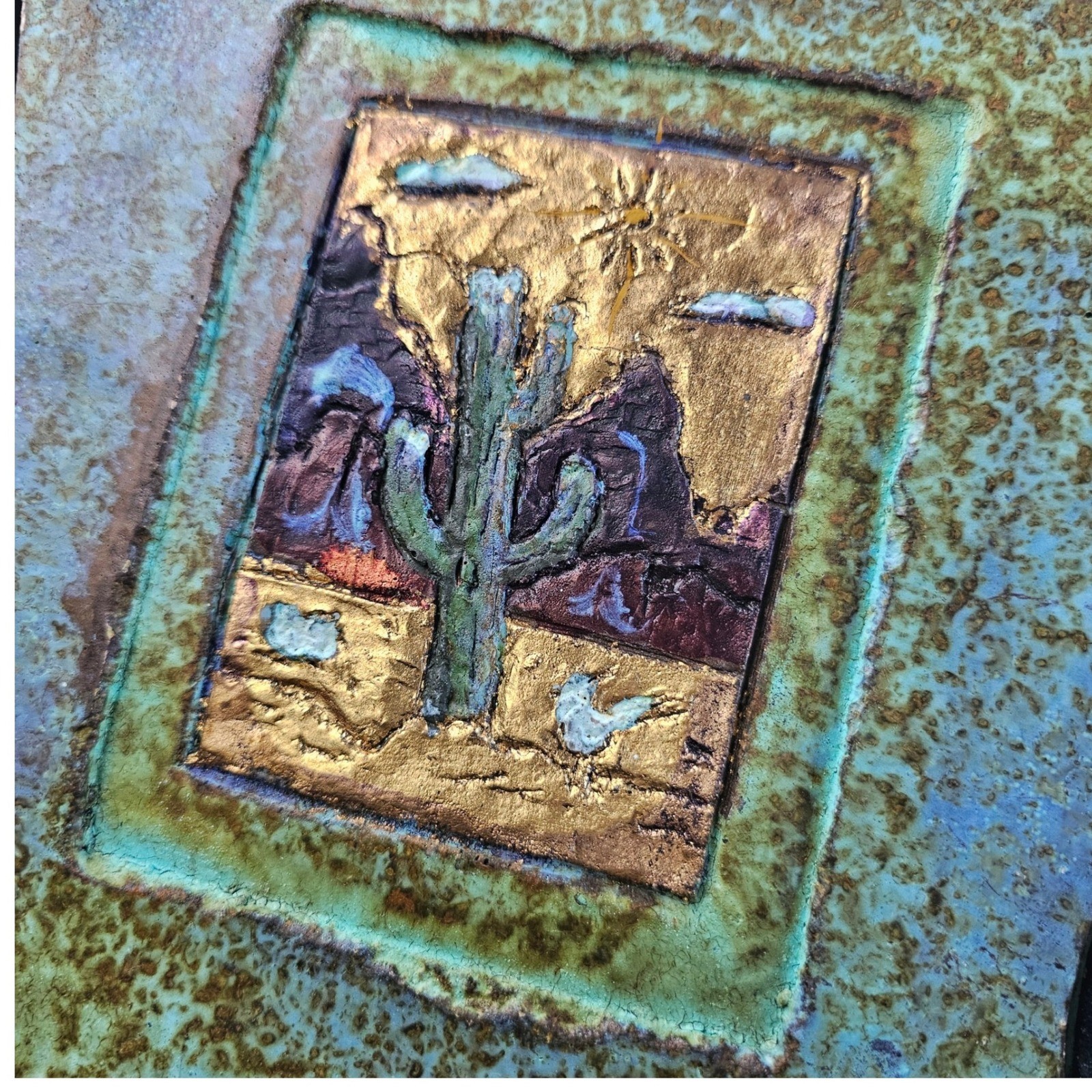PaperAndStone Bronze Cactus Wall Sculpture Southwest Desert Art Jeanne Dana 2020