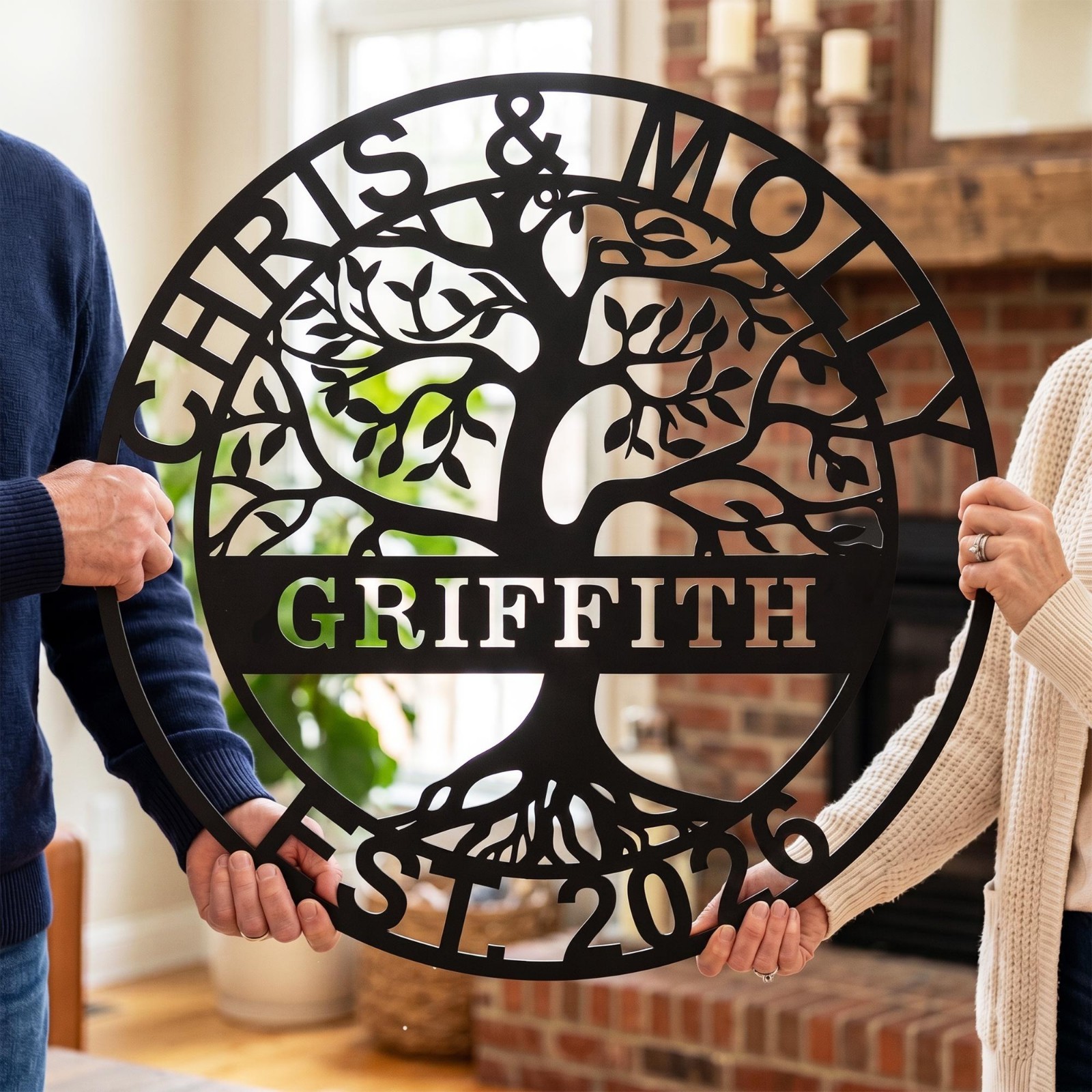 Custom Last Name Metal Wall Sign, Personalized Anniversary Gift