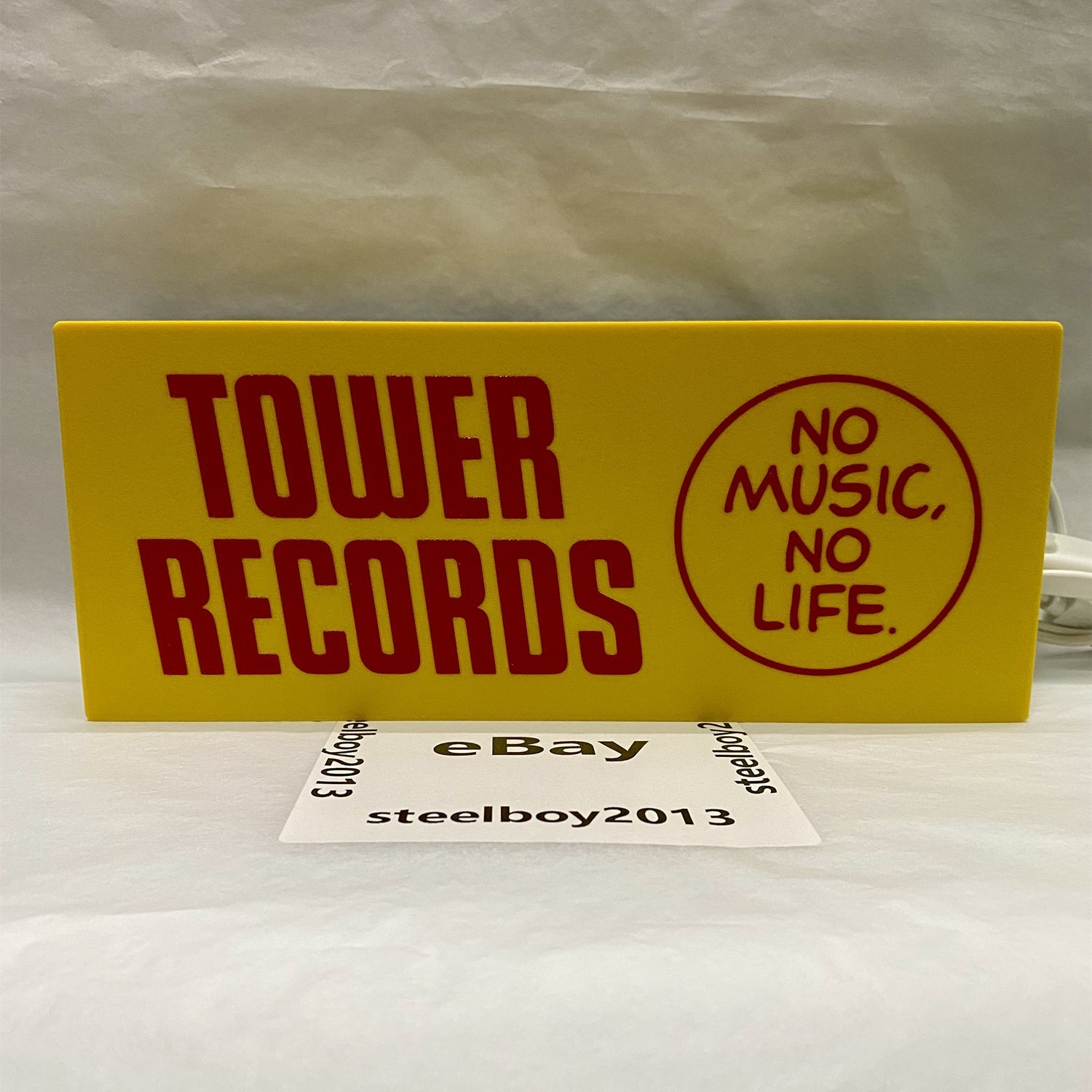 TOWER RECORDS No Music No Life 3D Printed Sign 9in
