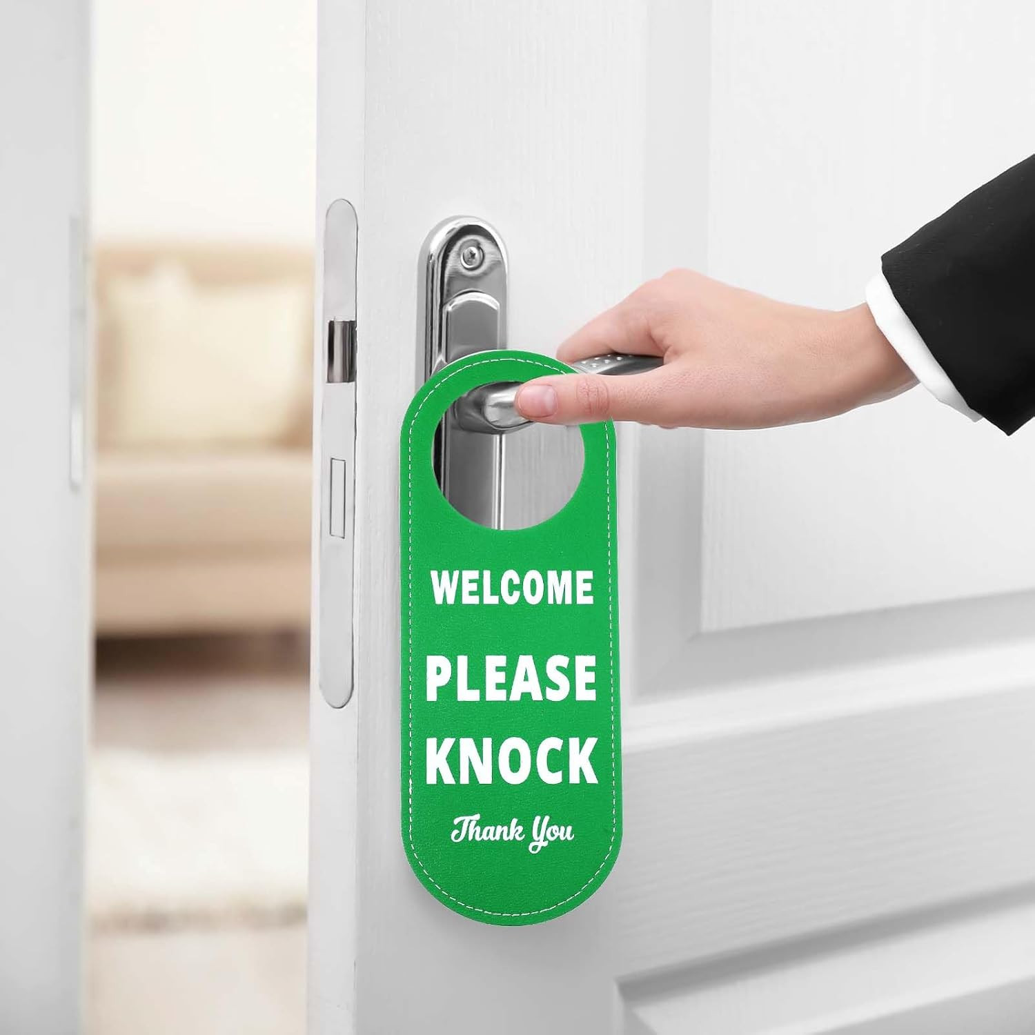 PU Leather Please Do Not Disturb Sign and Welcome Please Knock Sign, Door Knob P