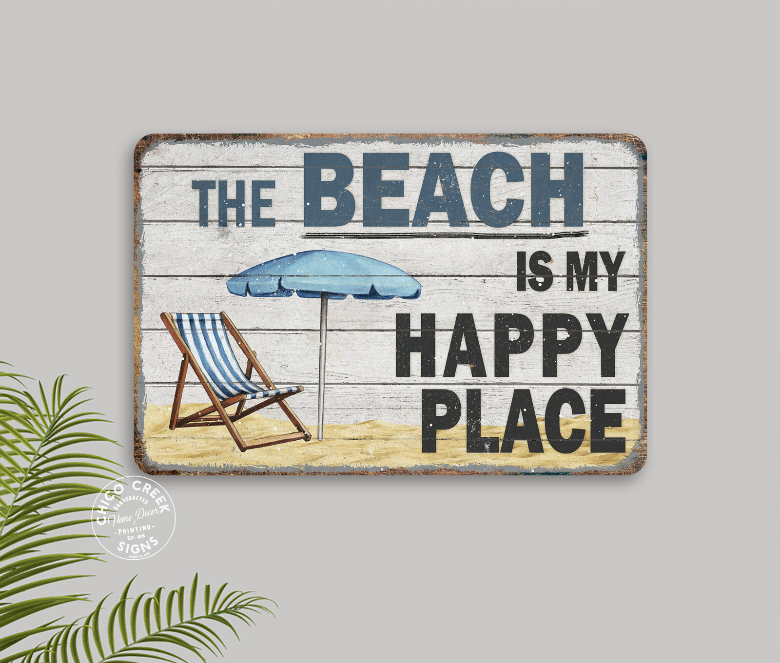 The Beach Is My Happy Place Sign Ocean Home Decor Beach House 108122001042