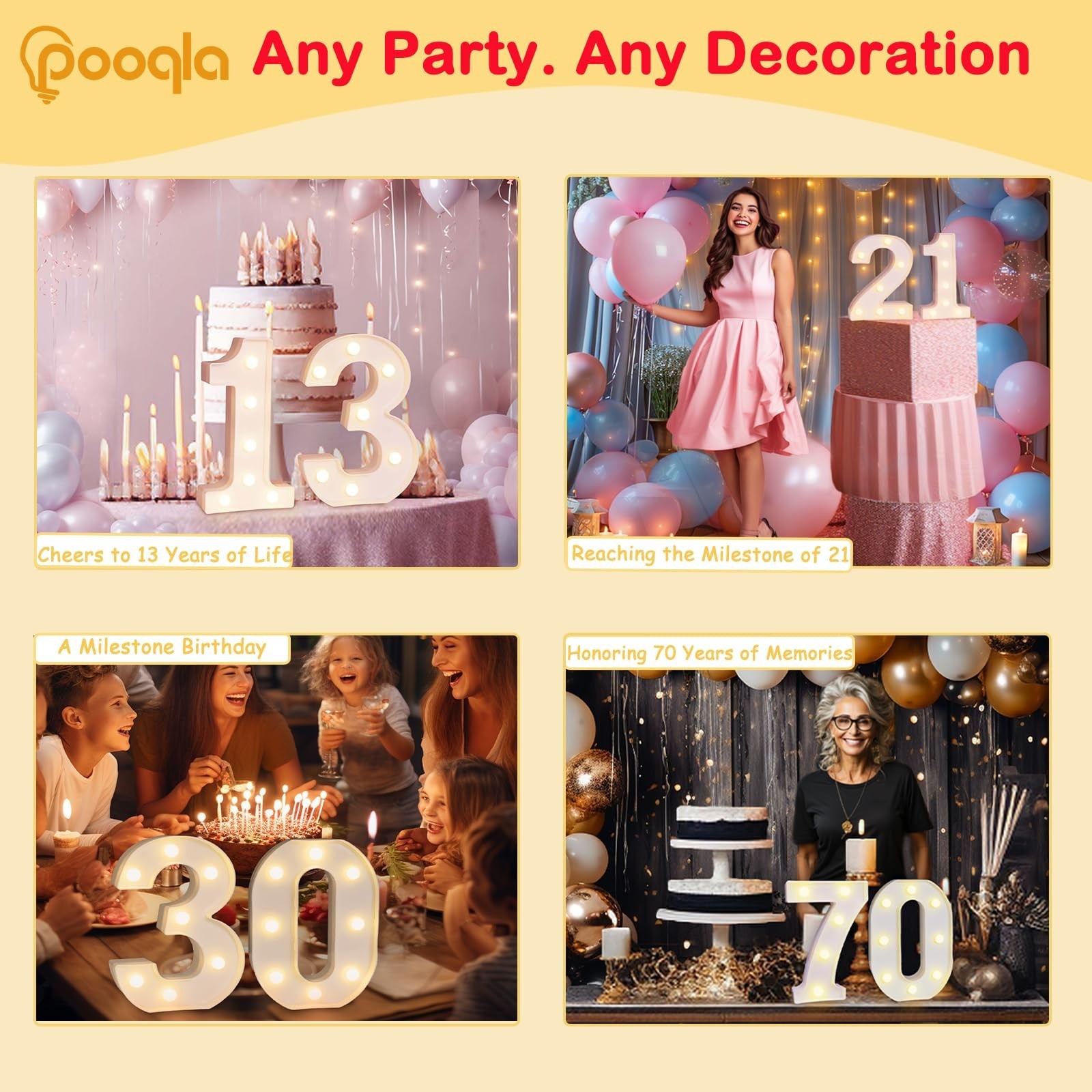LED Light Up Marquee Numbers & Letters – White Plastic Sign for Party Decor, Bat