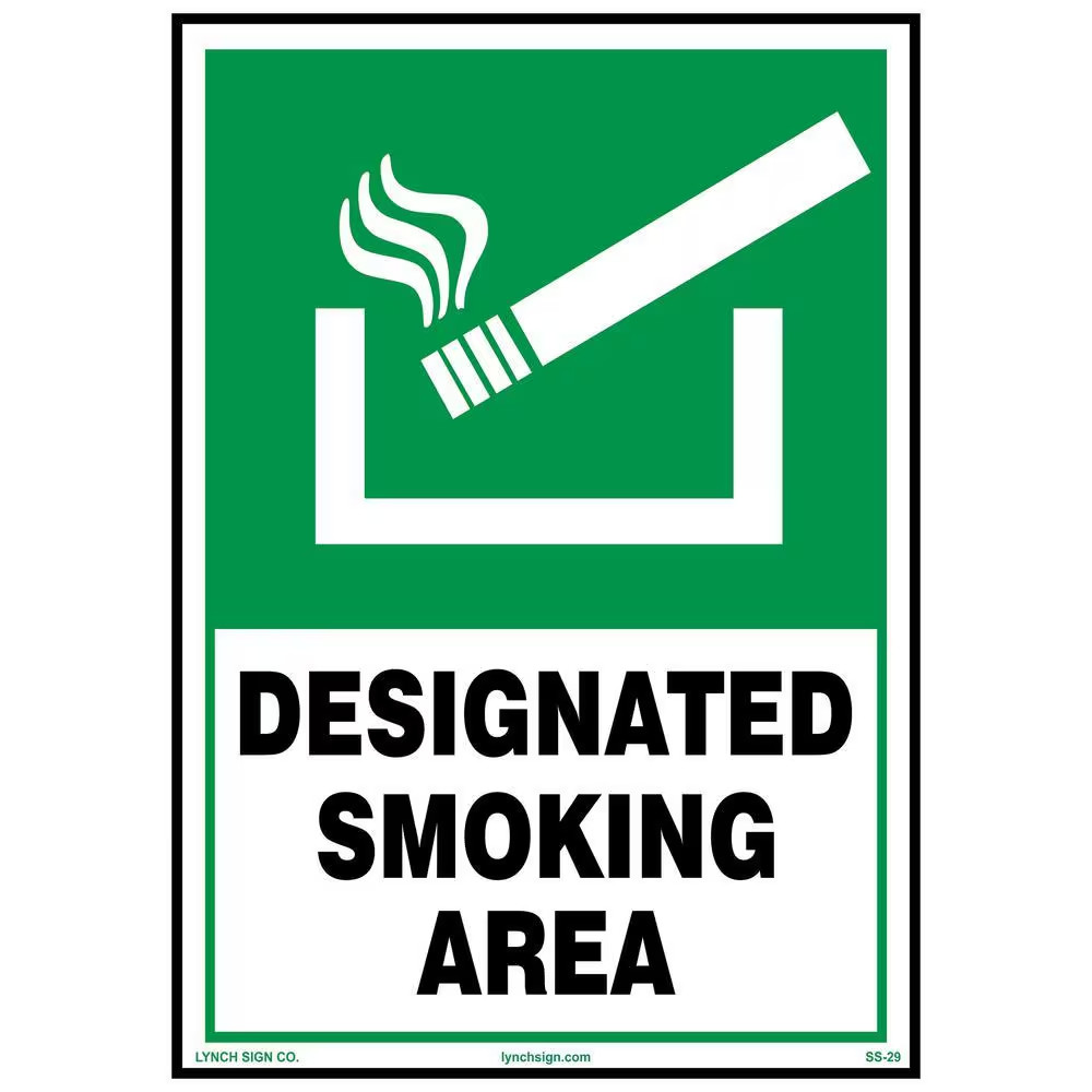 7 In. X 10 In. Designated Smoke Area Sign Printed on More Durable Longer-Lasting