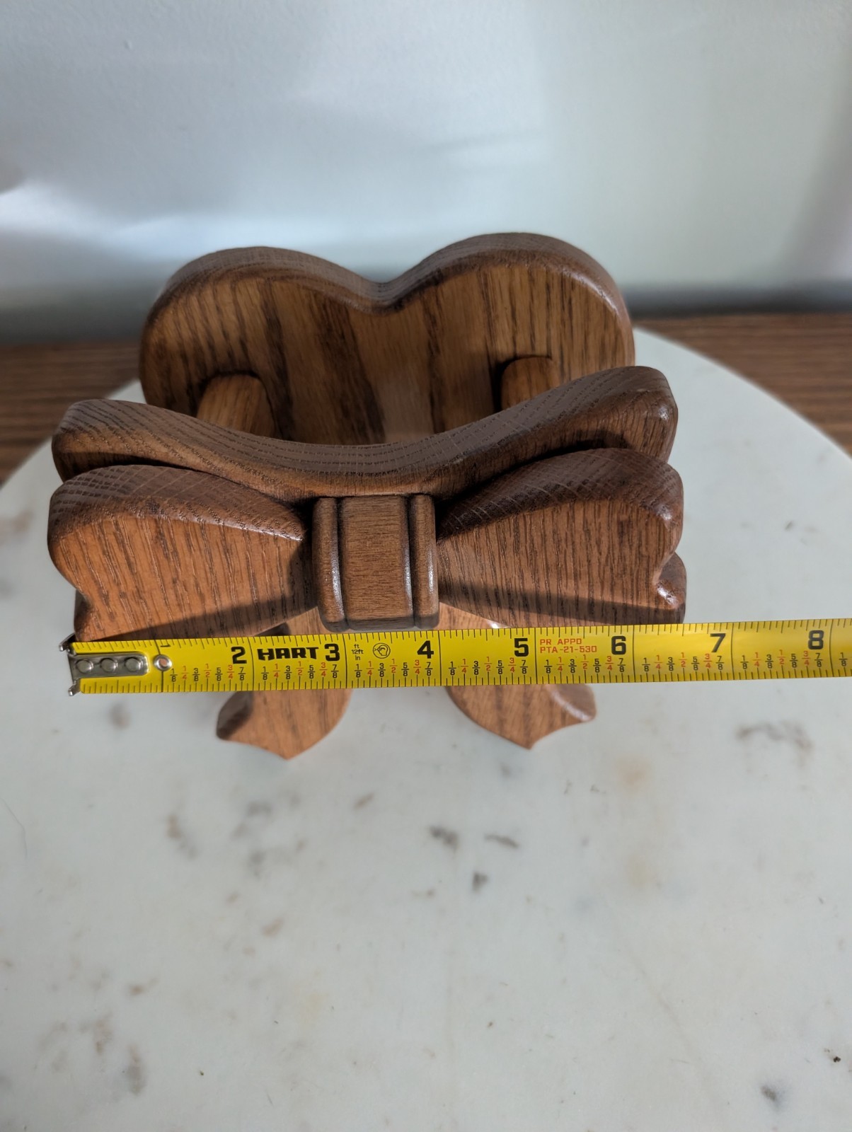 Vintage Solid Oak Wooden Bow Wall Plaque Decorative Country Farmhouse Wal