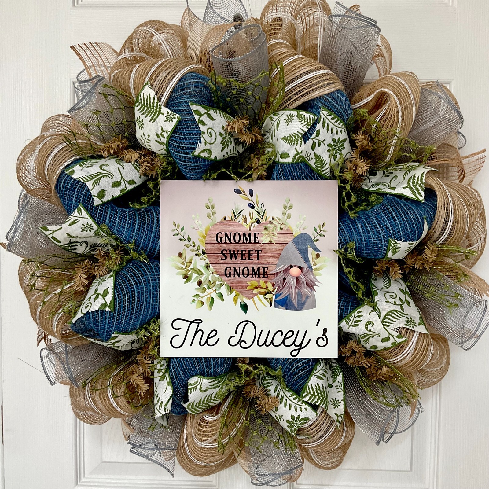 Gnome Sweet Gnome Personalized All Occasion Wreath