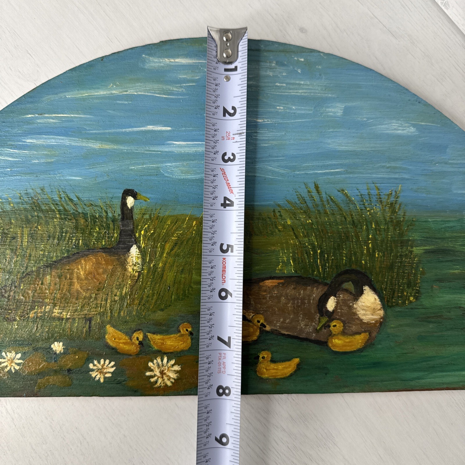 Vintage Hand Painted Geese On Wood Natural Rustic Cabin Woodland Decor – Signed