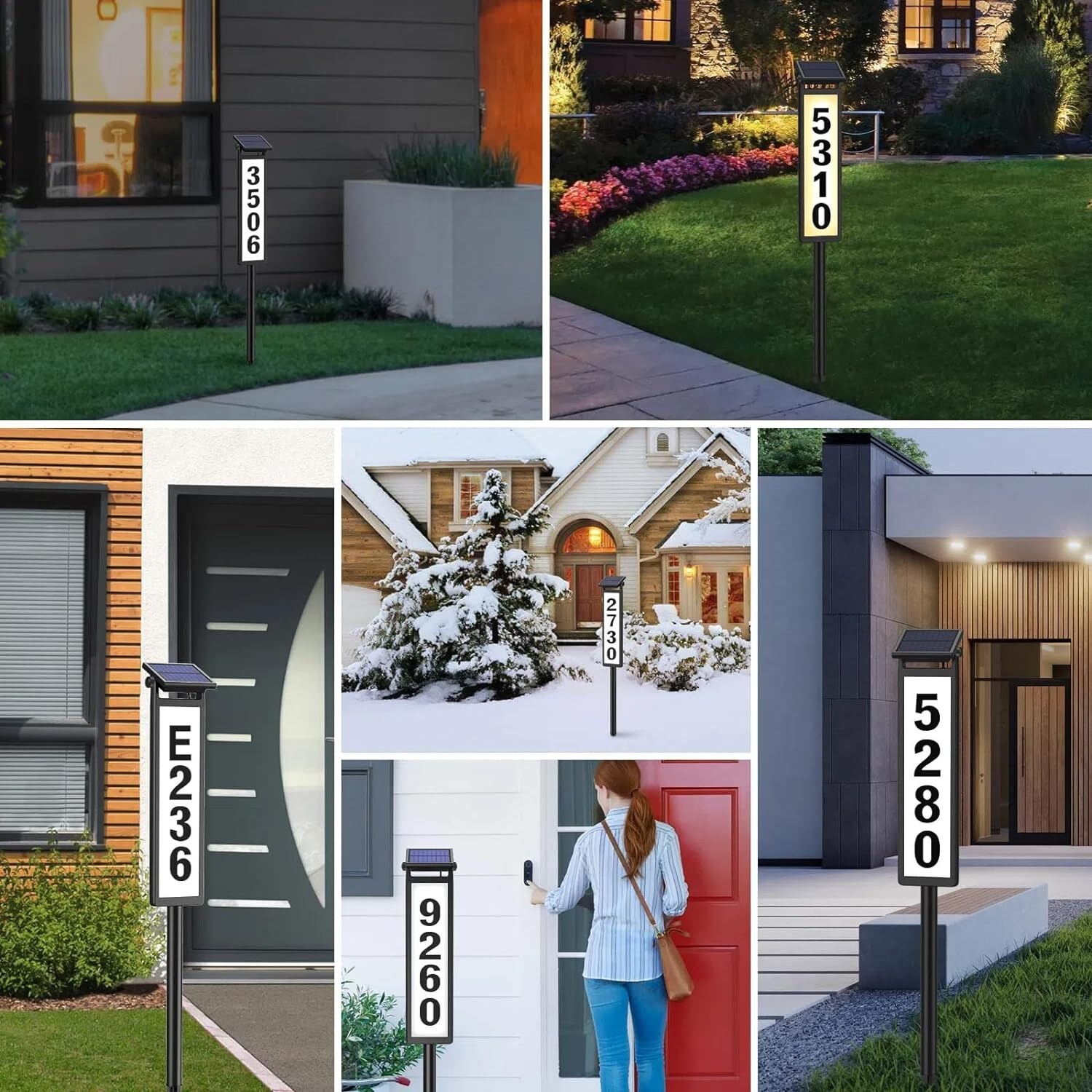 Update Solar Home Address Sign, House Numbers Lighted Address Plaque Outdoor