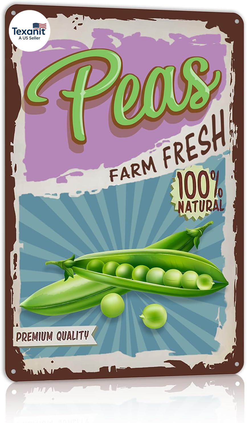 Vintage Vegetable Pea Metal Tin Signs Wall Decor for Kitchen Garden Farm Fresh