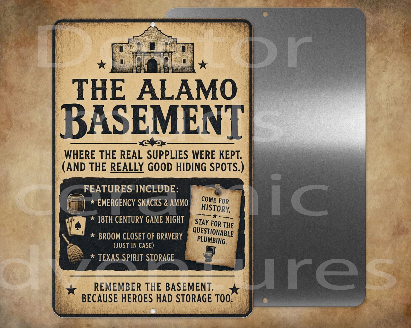pee wee THE ALAMO BASEMENT funny 8″ x 12″ metal sign made in USA