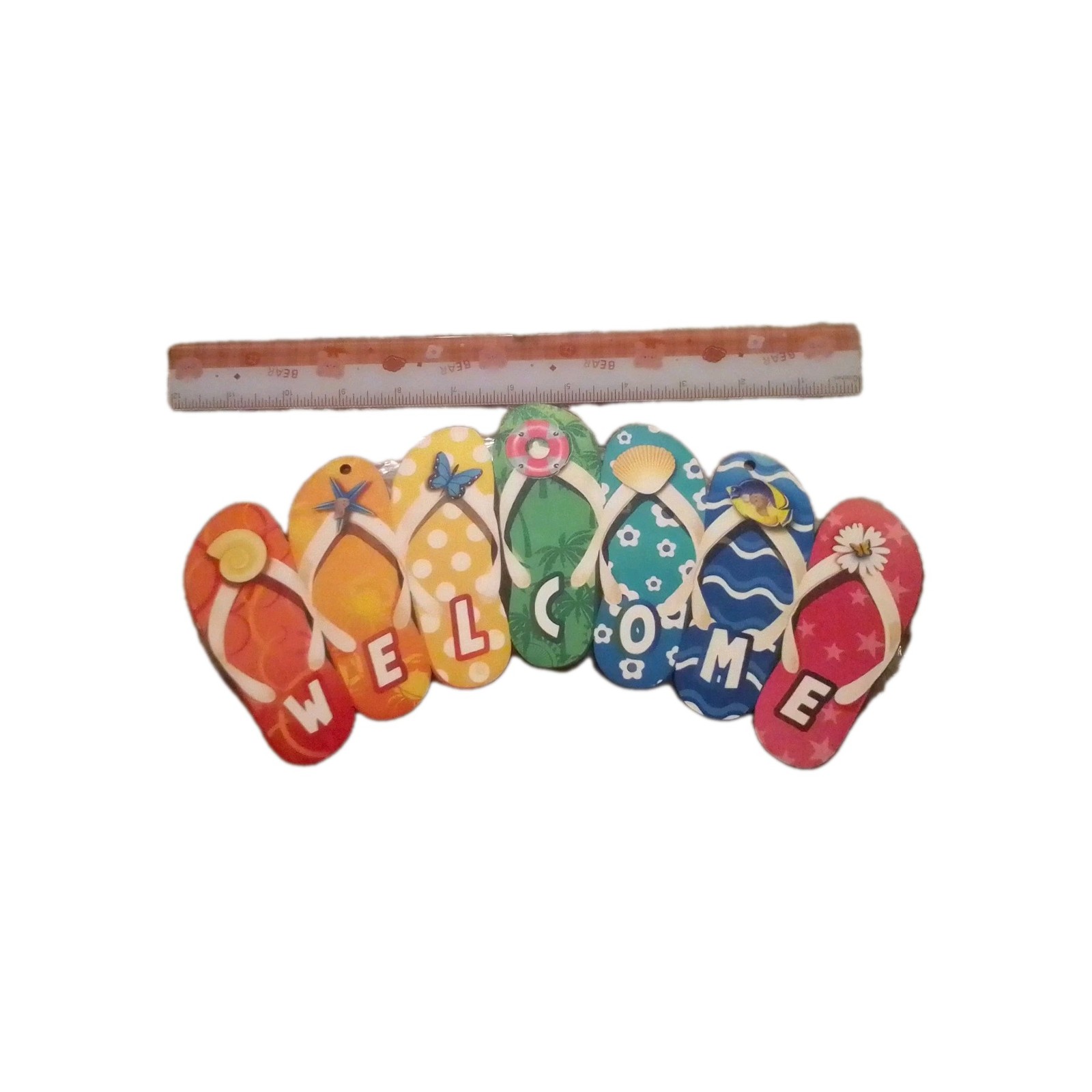 Welcome Flip Flop Colorful Beach Sign Decorative