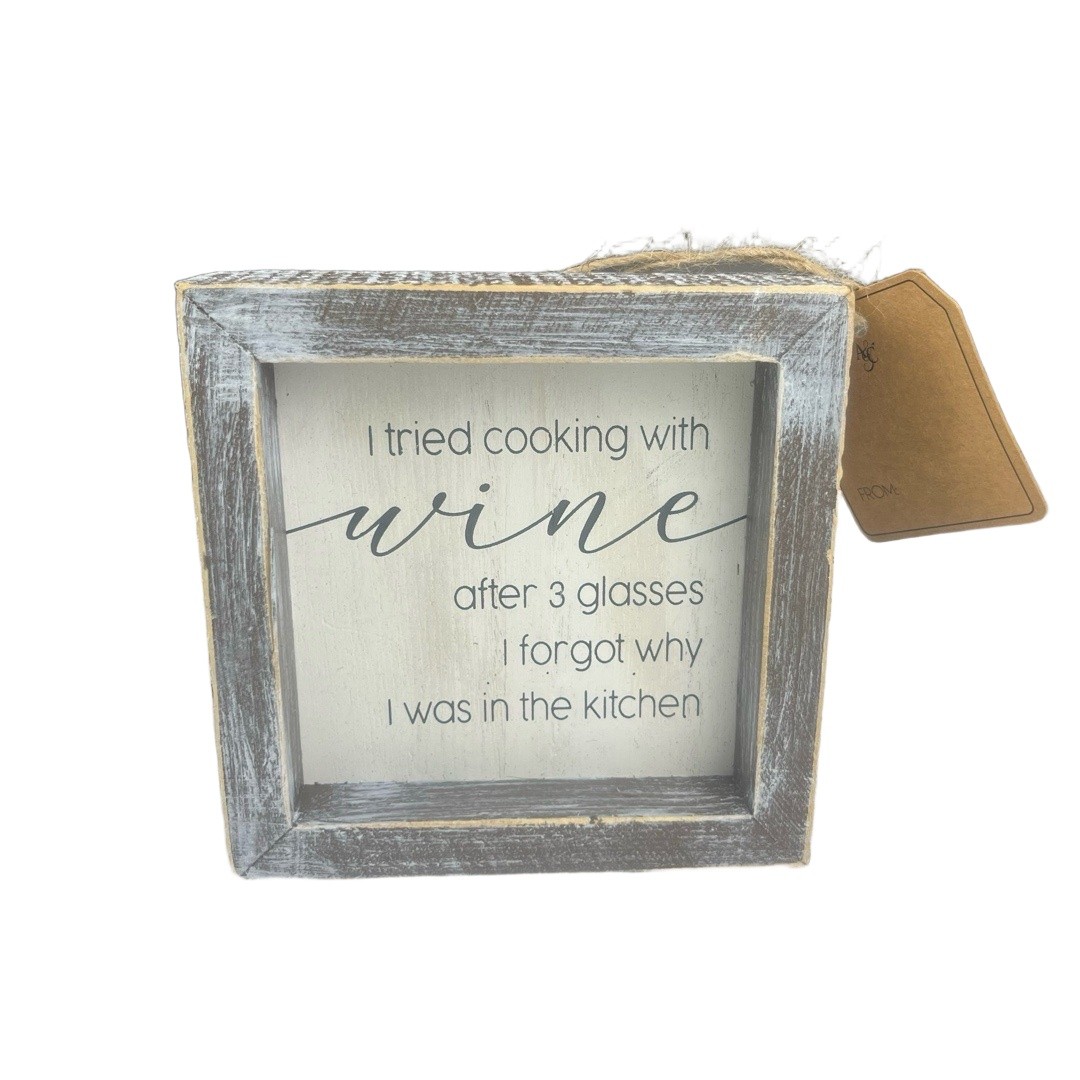 Adams & Co Approx 5×5 Inch Box Sign Distressed Humorous Wine Kitchen Gift