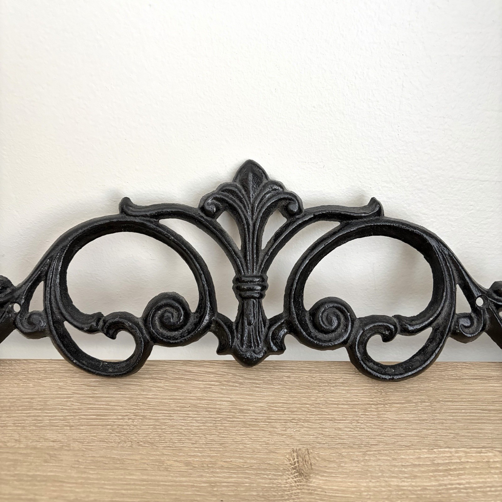 Cast Iron Fleur De Lis Wall Decor Door Topper 18″ Black Ornate Farmhouse Country