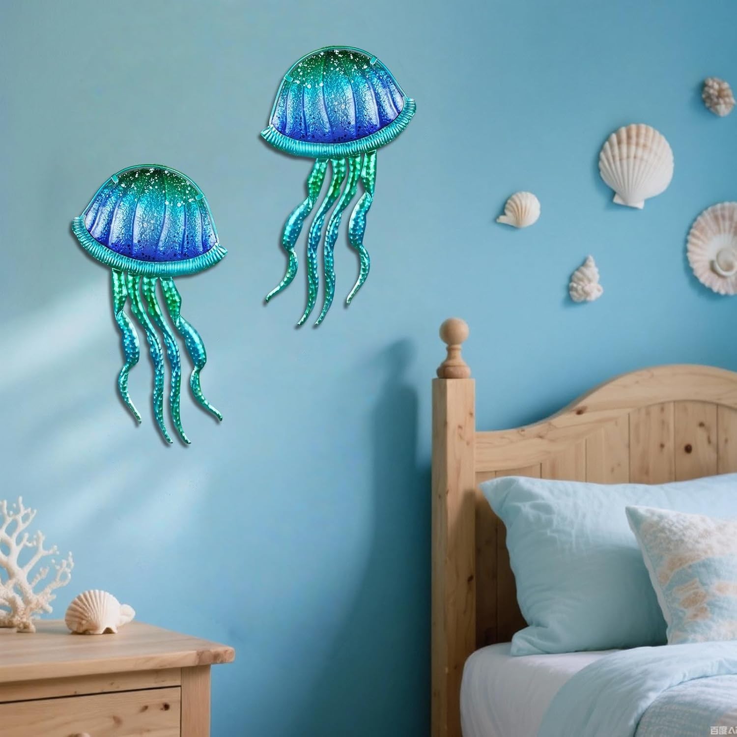 Ocean-Themed Glass and Metal Jellyfish Decor – Perfect for Living Room and Pool