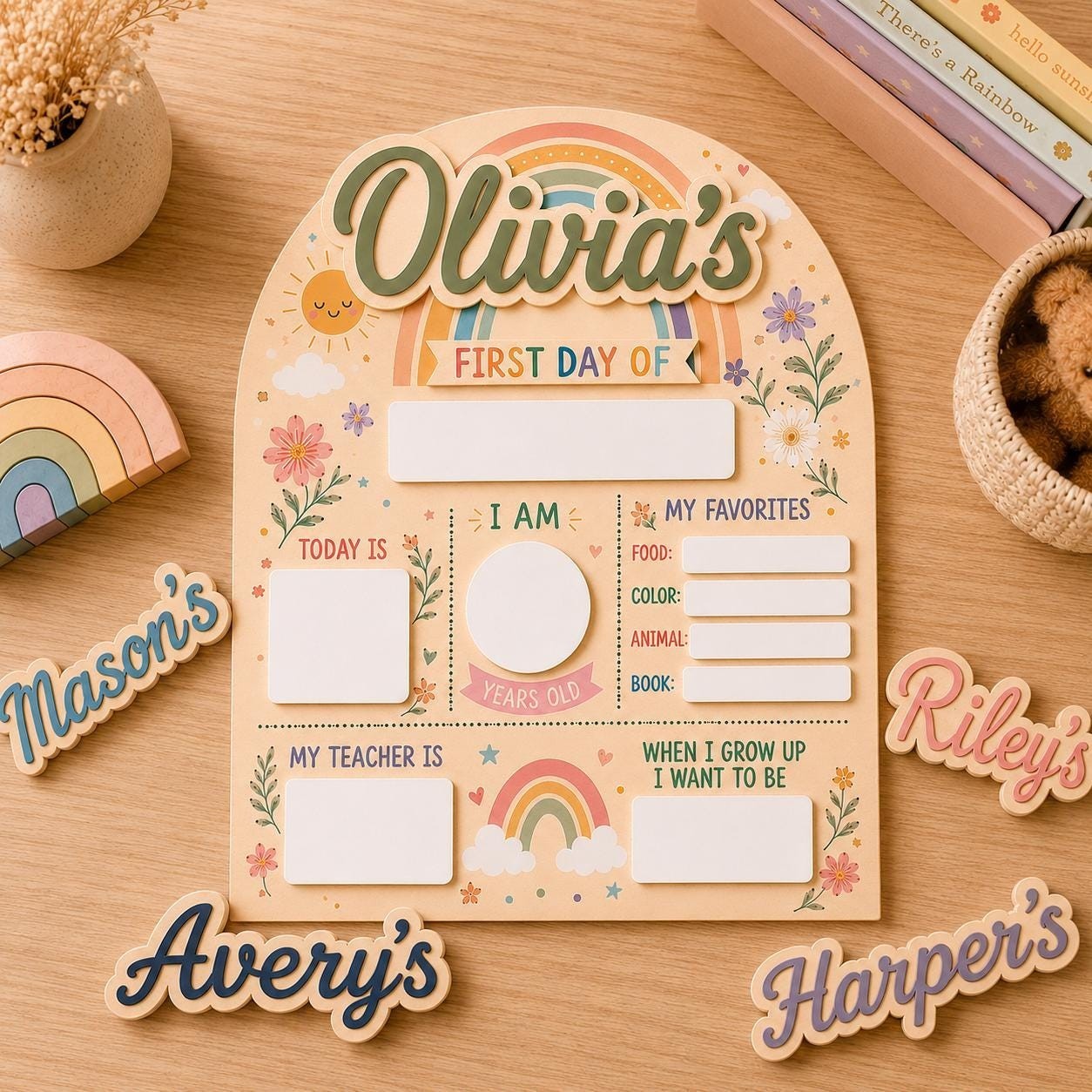 Personalized First & Last Day of School Sign, Kids Back to School Board