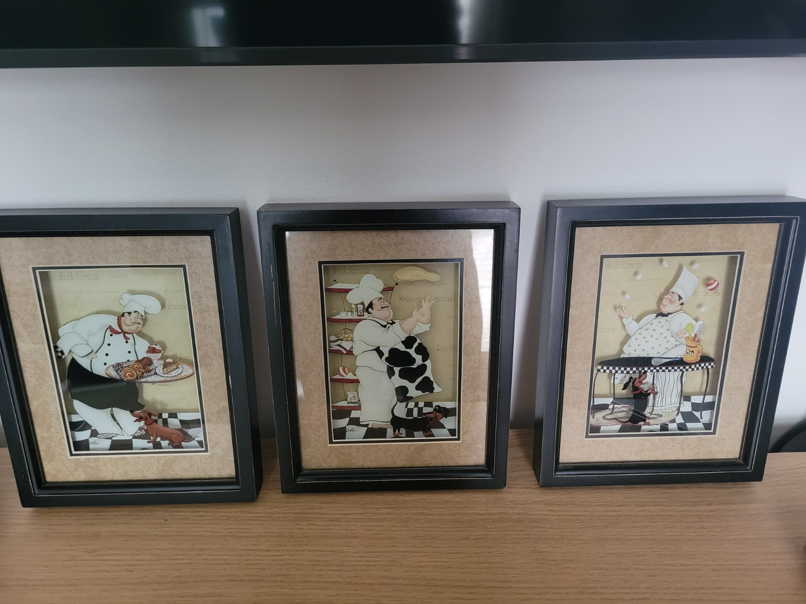 Retro Kitchen Bistro Chefs Wall Shadow Boxes by Dena Marie 8.5 X 6.5 Lot (3)