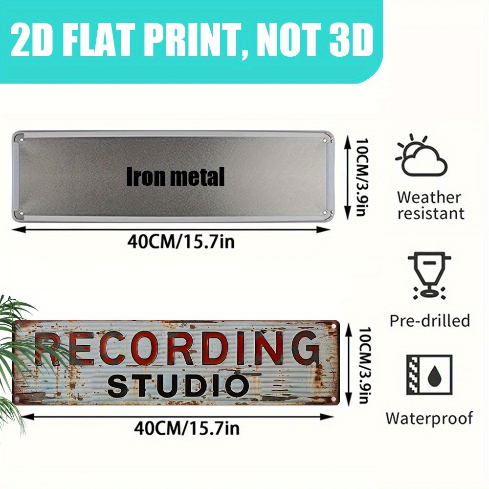 Vintage Recording Studio Metal Tin Sign Retro Music Decor for Home Studio Gift