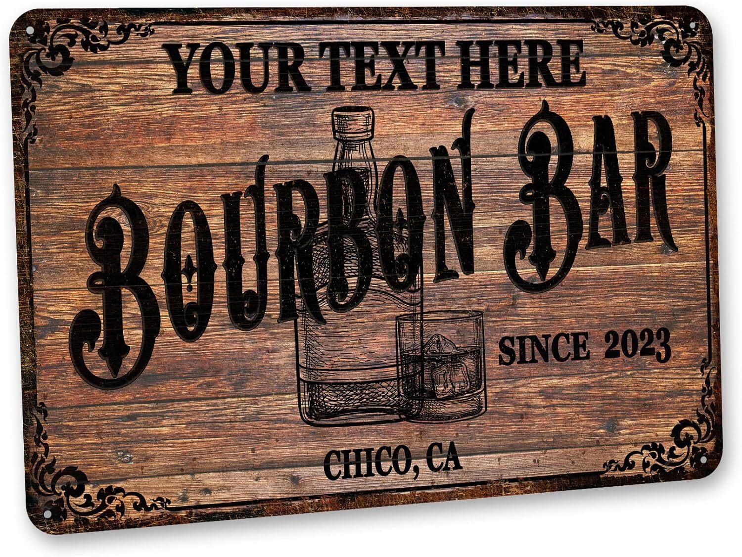 Chico Creek Signs Custom Bar & Grill Sign Bar Décor For Home – Made In USA – Out
