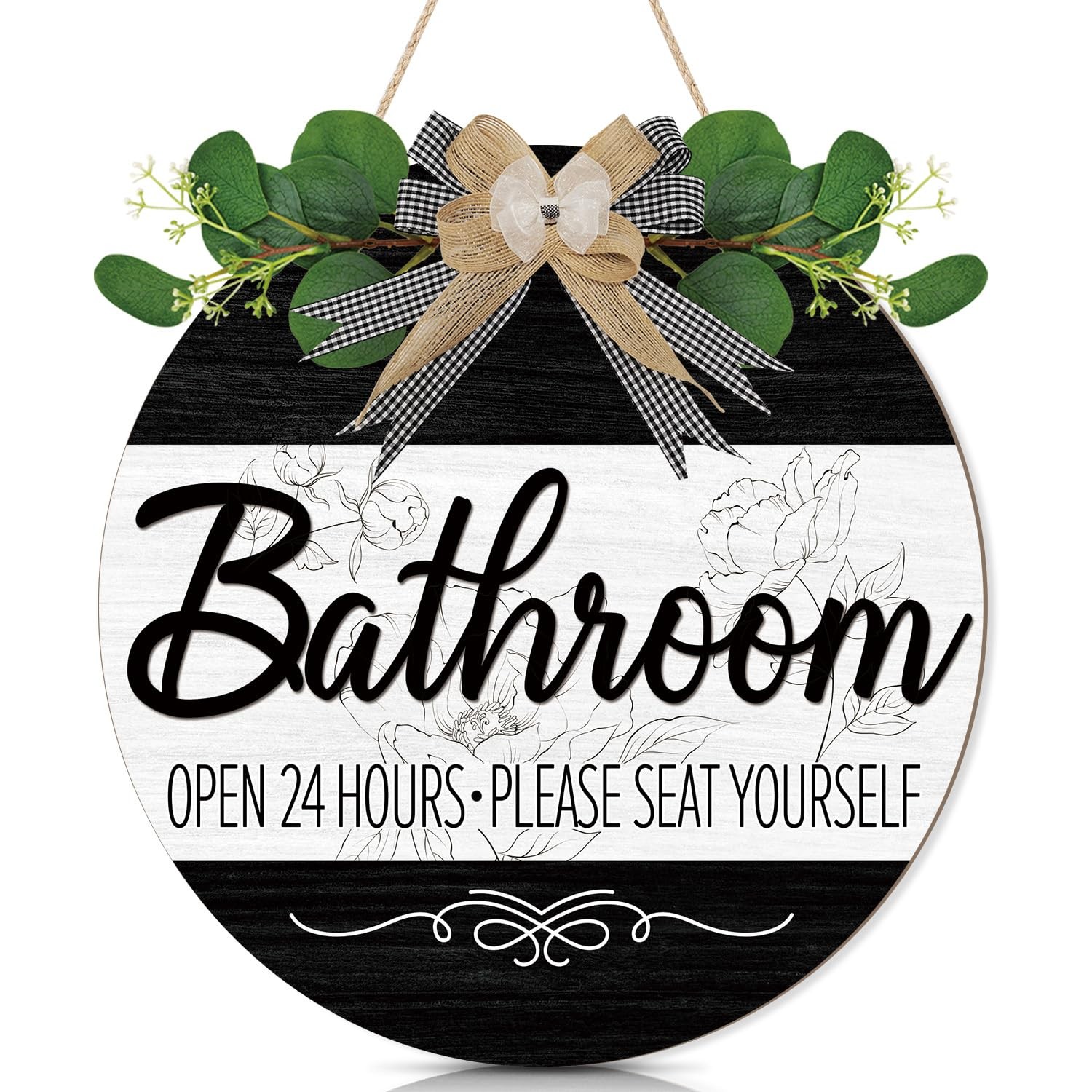 CHDITB Summer Bathroom Wooden Sign Tropical Palm Tree 11.4×11.4 in Portrait