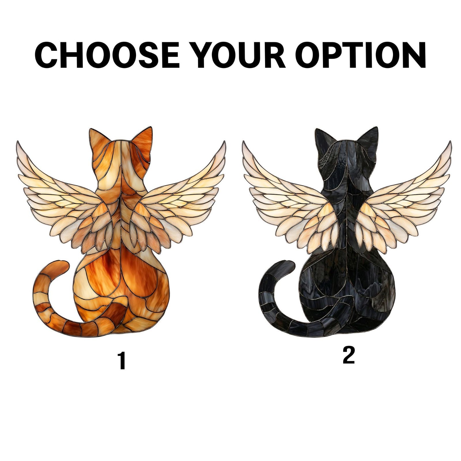 Cat Memorial Suncatcher, Personalized Angel Wings Window Decor, Pet Loss Gift